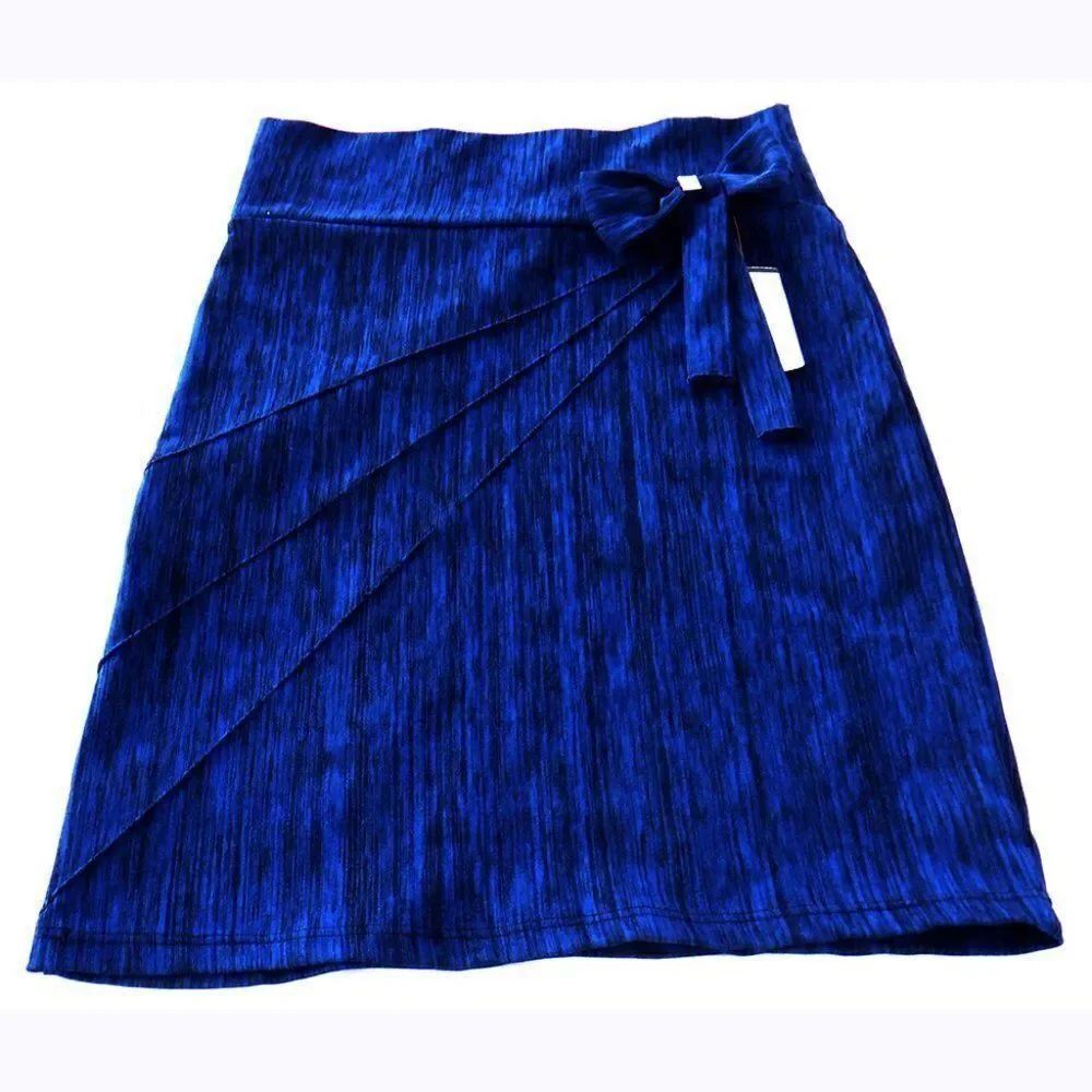 Royal blue draped bow skirt